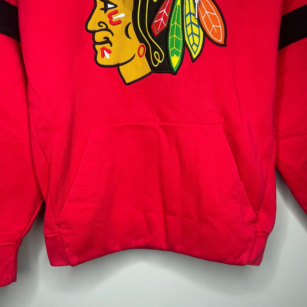 NHL Chicago Blackhawks Lace Up Hoodie Red Mens Small Embroidered Logo Sweatshirt - Picture 4 of 10